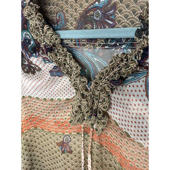 Aura Sheer Boho Blouse Tunic M Paisley Indie Spiritual Desert Festival Ruffle - Picture 4 of 7